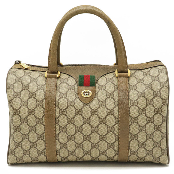 Gucci Handbags - Gucci GG Plus Sherry Boston Handbag Leather Beige Brown Cream Brown